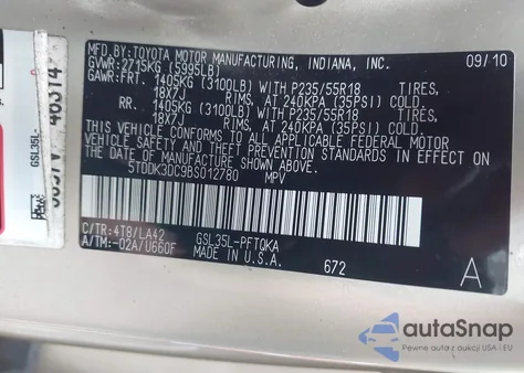 2011 Toyota Sienna Limited from USA, damaged, VIN 5TDDK3DC9BS012780